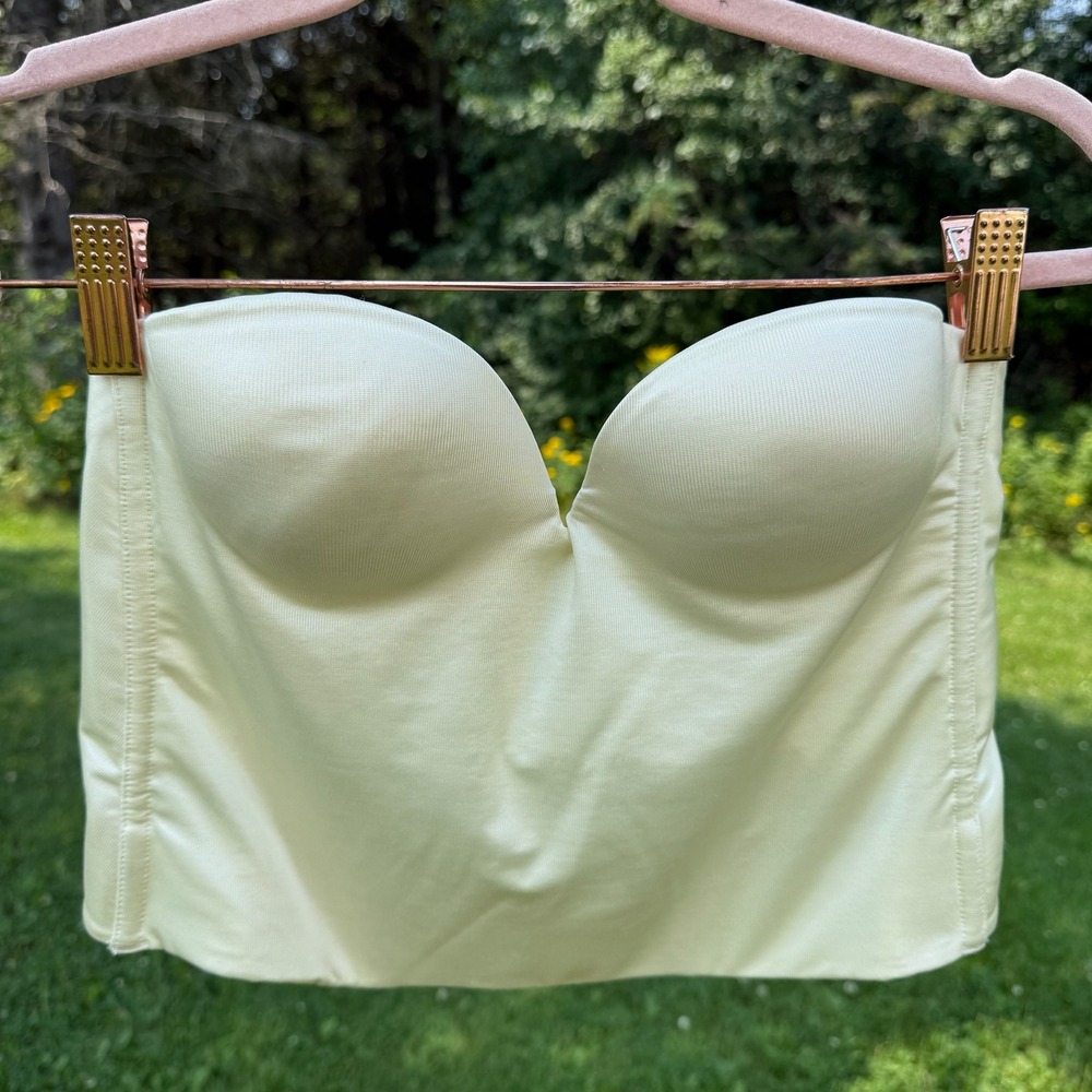 Wonderbra Strapless Longline Bra 36A Pale Yellow Padded Bustier Backless 7434